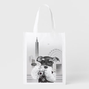 Urban Photographer: Schnauzer in Taipei City Grocery Bag