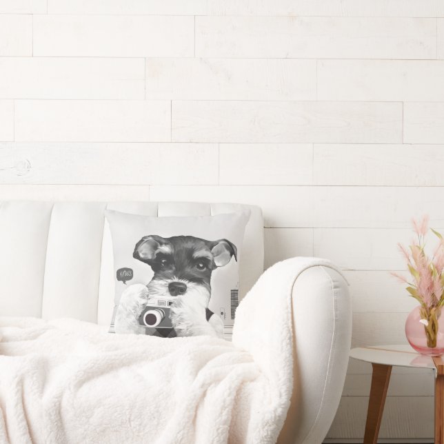 Urban Photographer: Schnauzer in Taipei City Throw Pillow (Couch)