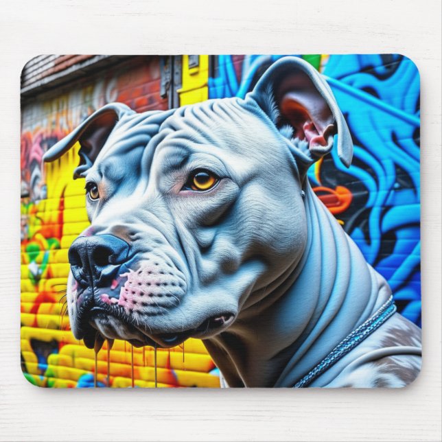 Urban Pitbull City Graffiti Street Art Mouse Pad (Front)