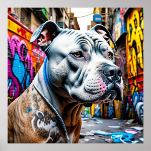 Urban Pitbull City Street Art Graffiti Poster