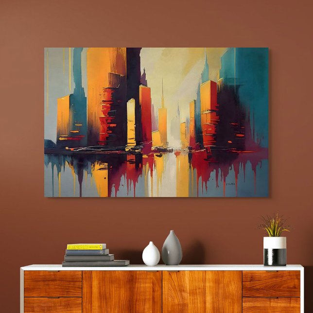 Urban Pulse – Abstract City In Vertical Rhythm Canvas Print (Urban Pulse – Abstract City In Vertical Rhythm)