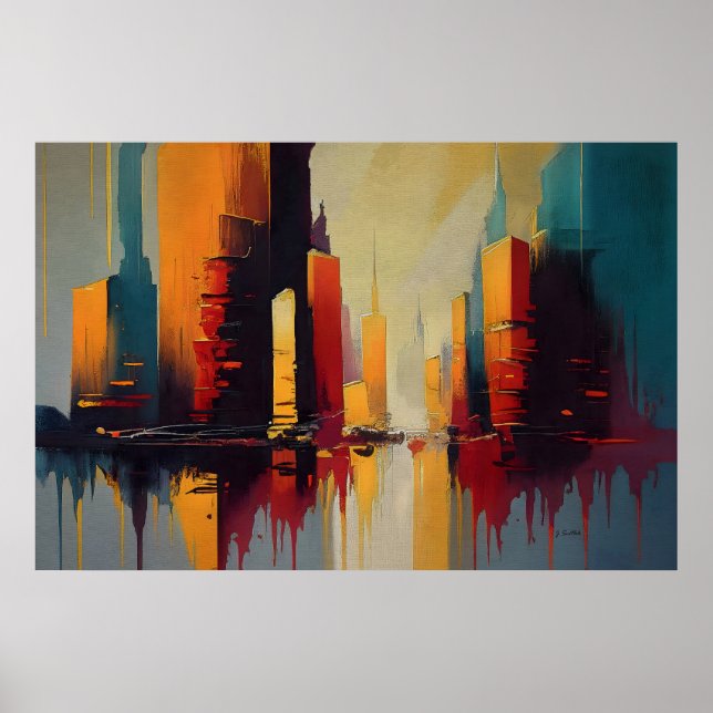 Urban Pulse – Abstract City In Vertical Rhythm Poster (Front)