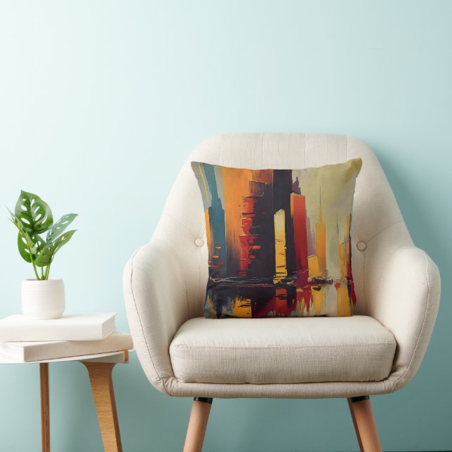 Urban Pulse – Abstract City In Vertical Rhythm Throw Pillow (Chair)