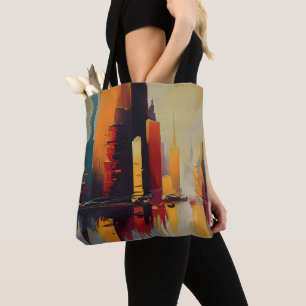 Urban Pulse – Abstract City In Vertical Rhythm Tote Bag