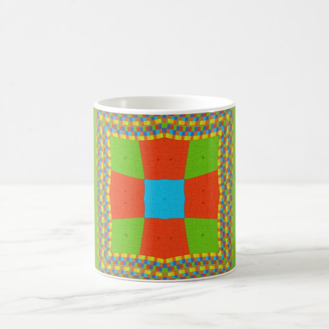 "Urban Quilt" European Geometric Pattern Art Coffee Mug (Center)