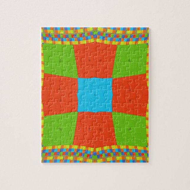 "Urban Quilt" European Geometric Pattern Art Jigsaw Puzzle (Vertical)