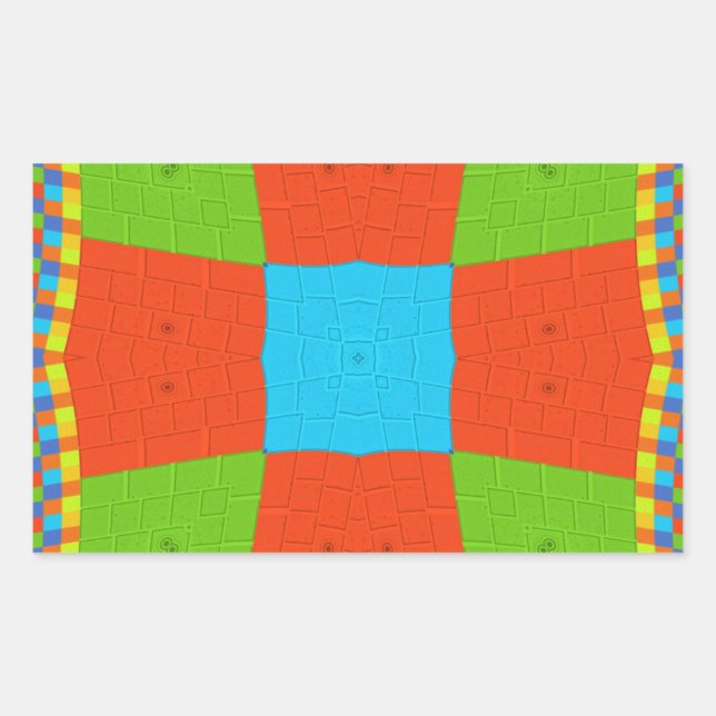 "Urban Quilt" European Geometric Pattern Art Rectangular Sticker (Front)