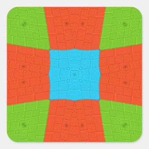 "Urban Quilt" European Geometric Pattern Art Square Sticker