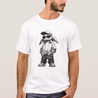 Urban Rabbit Sketch: Streetwear Hero T-Shirt