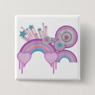 Urban Rainbow Stars and Spirals Pinback Button