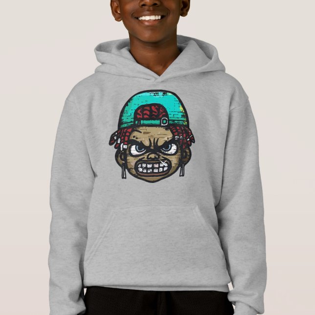 Urban Rebel: Graffiti Style Face Hoodie (Front)