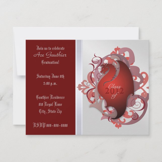 Urban Red Fantasy Dragon Graduation Invitation (Front)