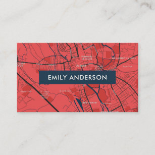 URBAN RED NAVY OXFORD UNIVERSITY UK OUTLINE MAP BUSINESS CARD