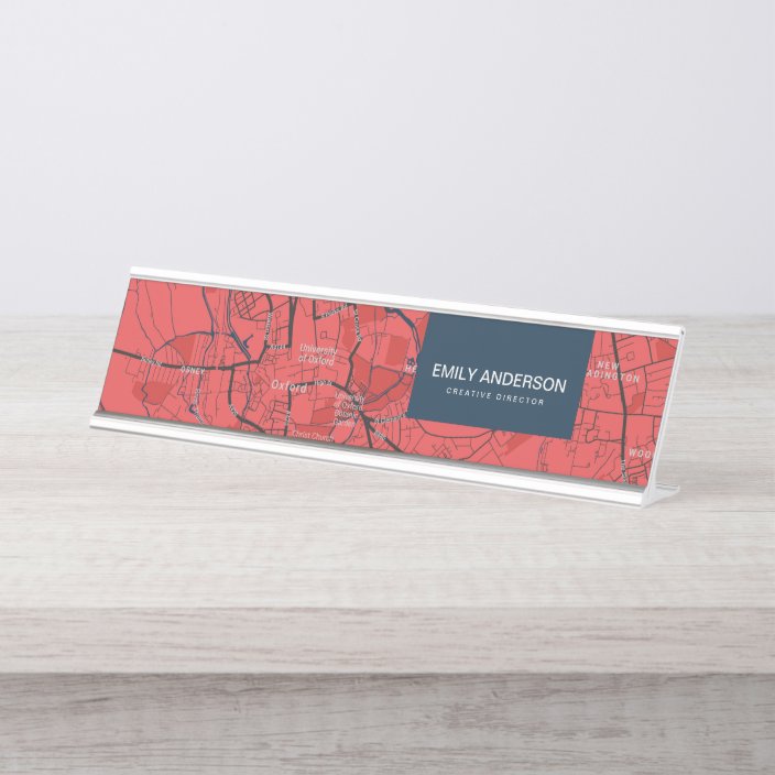 Urban Red Navy Oxford University Uk Outline Map Desk Name Plate