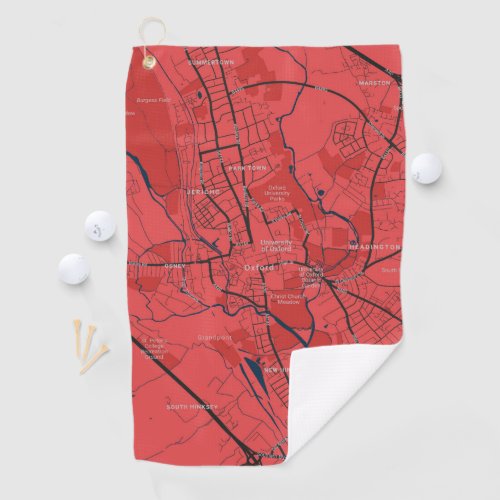 URBAN RED NAVY OXFORD UNIVERSITY UK OUTLINE MAP GOLF TOWEL