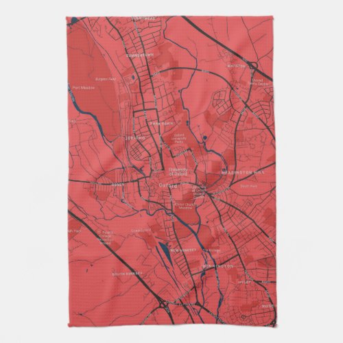 URBAN RED NAVY OXFORD UNIVERSITY UK OUTLINE MAP KITCHEN TOWEL