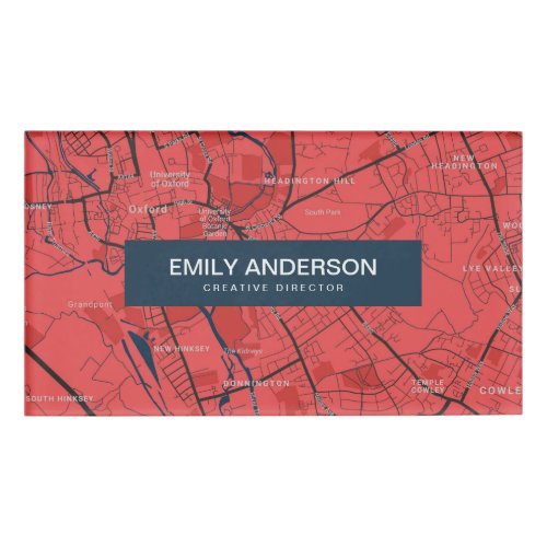 URBAN RED NAVY OXFORD UNIVERSITY UK OUTLINE MAP NAME TAG