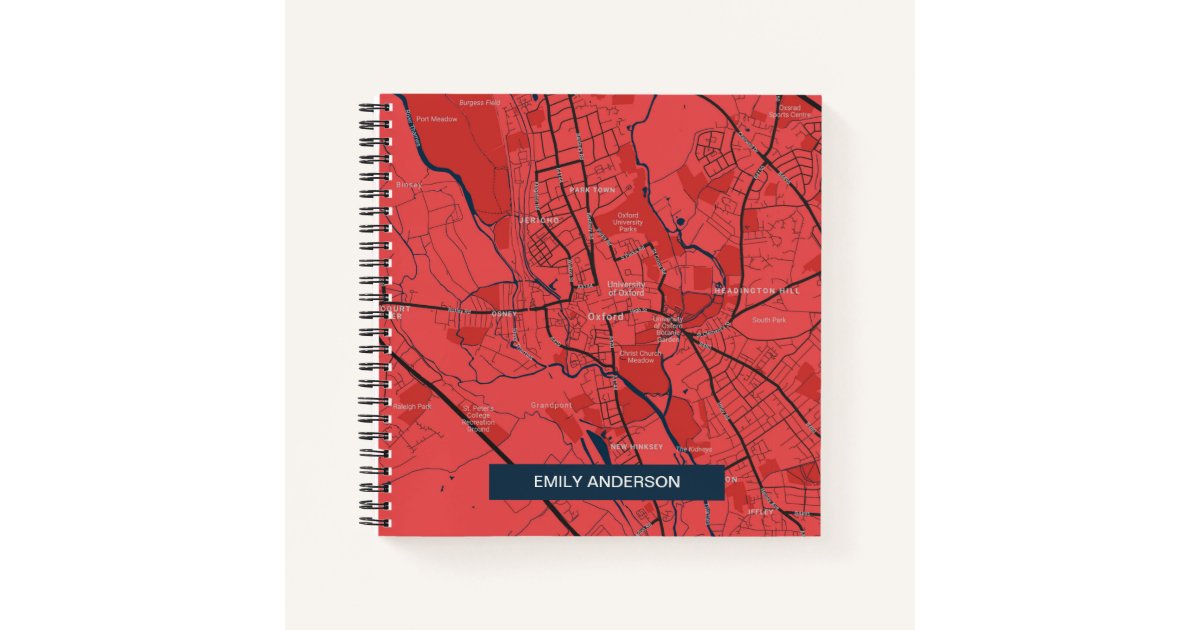 Urban Red Navy Oxford University Uk Outline Map Notebook