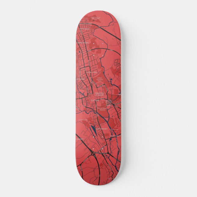URBAN RED NAVY OXFORD UNIVERSITY UK OUTLINE MAP SKATEBOARD (Front)
