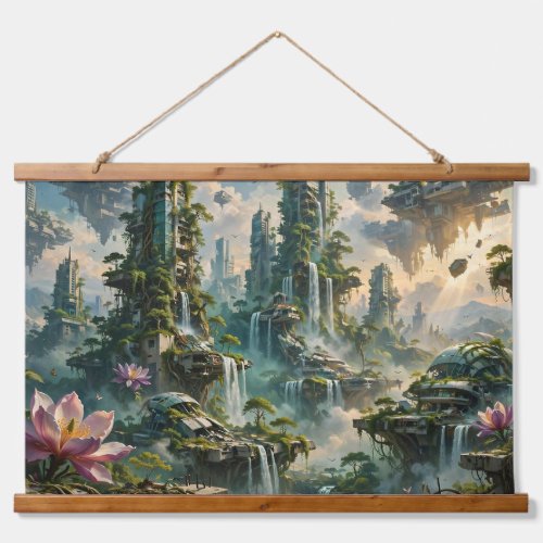 Urban Renewal Futuristic Post Apocalyptic City Hanging Tapestry