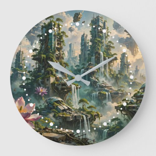 Urban Renewal Futuristic Post Apocalyptic City Large Clock