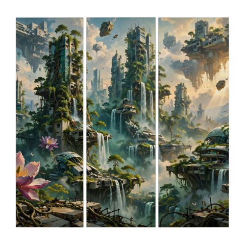 Urban Renewal Futuristic Post Apocalyptic City Triptych