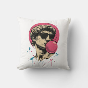 Urban Retro David — Bubblegum Pop Statue Throw Pillow