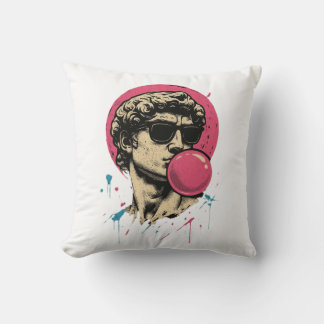 Urban Retro David — Bubblegum Pop Statue Throw Pillow