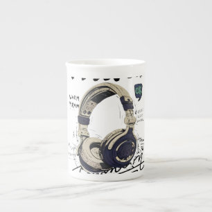Urban Retro Headphone Vibe Illustration Bone China Mug