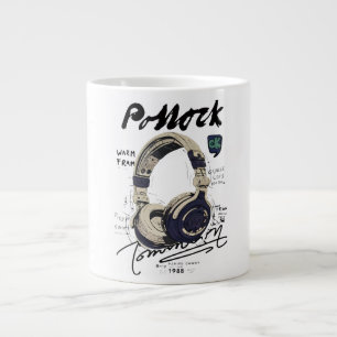 Urban Retro Headphone Vibe Illustration Giant Coffee Mug