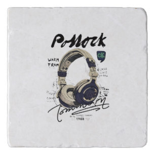 Urban Retro Headphone Vibe Illustration Trivet