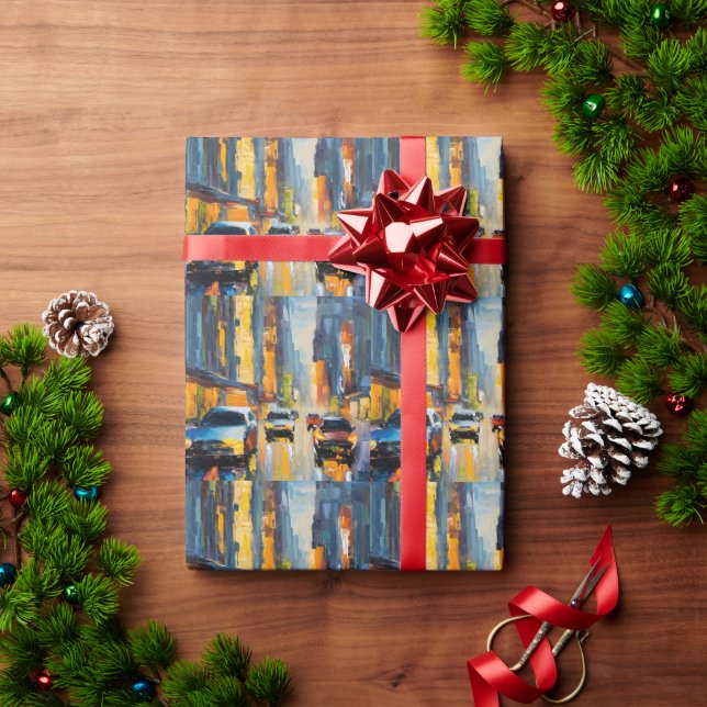 Urban Rhythms Cityscape Art Splash Wrapping Paper (Holiday Gift)