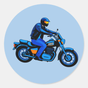 🏍️ Urban Rider Motion Style Motorcycle Graphic Classic Round Sticker