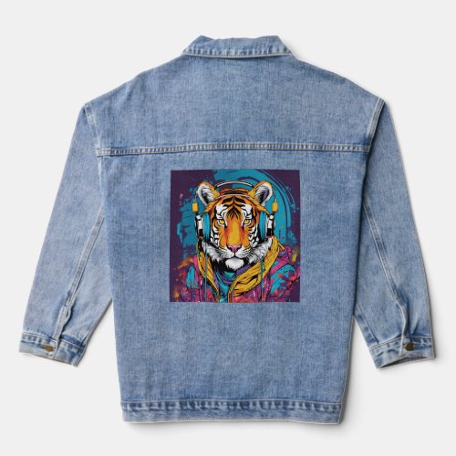 Urban Roar The Technicolor Tiger Beats Denim Jacket