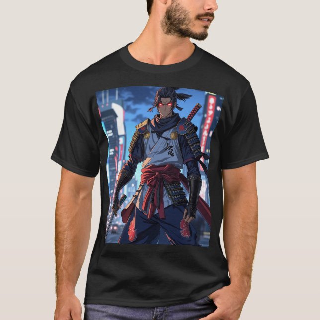 Urban Ronin: Neon Samurai Anime T-Shirt (Front)
