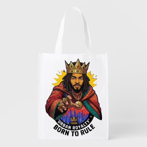 Urban Royalty Born To Rule King Graphic Men's T-Sh Grocery Bag