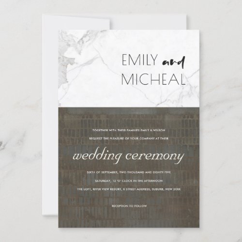 URBAN RUST SILVER GREY MARBLE WEDDING INVITE