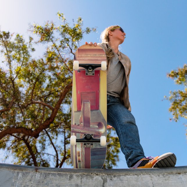 Urban Rustic Cityscape Secret Keeper Skateboard (Outdoor 1)