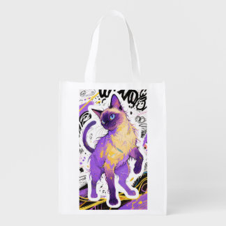 Urban Siamese Cat Reusable Shopping Bag