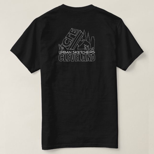 Urban Sketchers Cleveland Black T-Shirt - Unisex (Design Back)