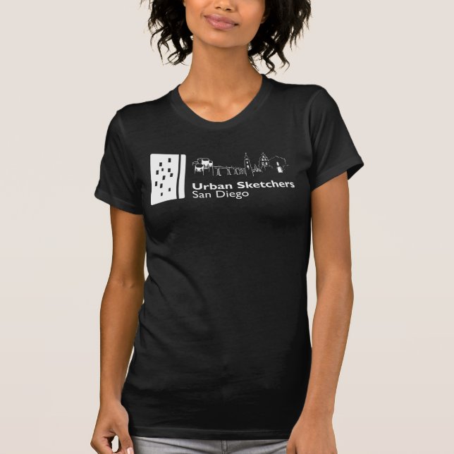 Urban Sketchers San Diego white logo T-Shirt (Front)