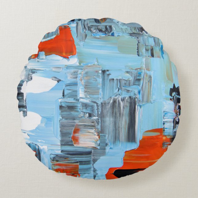 Urban Sky Palette Abstract Round Throw Pillow (Front)