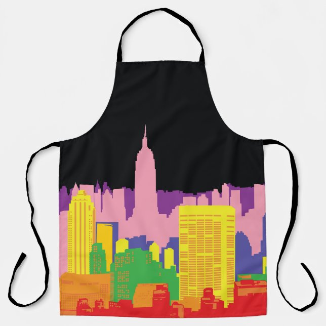 Urban Skyline: Night Rainbow Decor. Apron (Front)