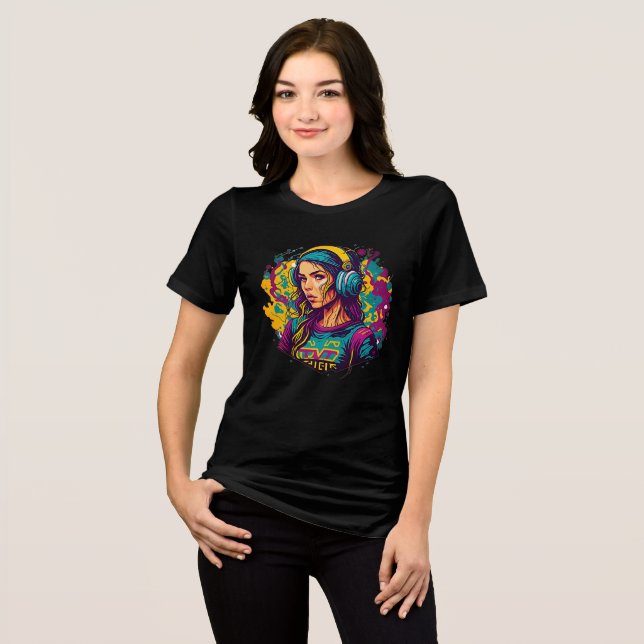Urban Soundwave Girl – Retro Graffiti Tee (Front Full)