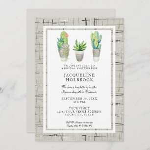 Urban Spanish Hacienda Watercolor Cactus Succulent Invitation