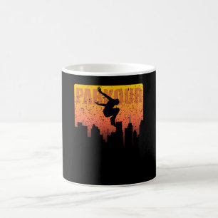 Urban sports Parkour Street Jumper Skyline Flyer Coffee Mug
