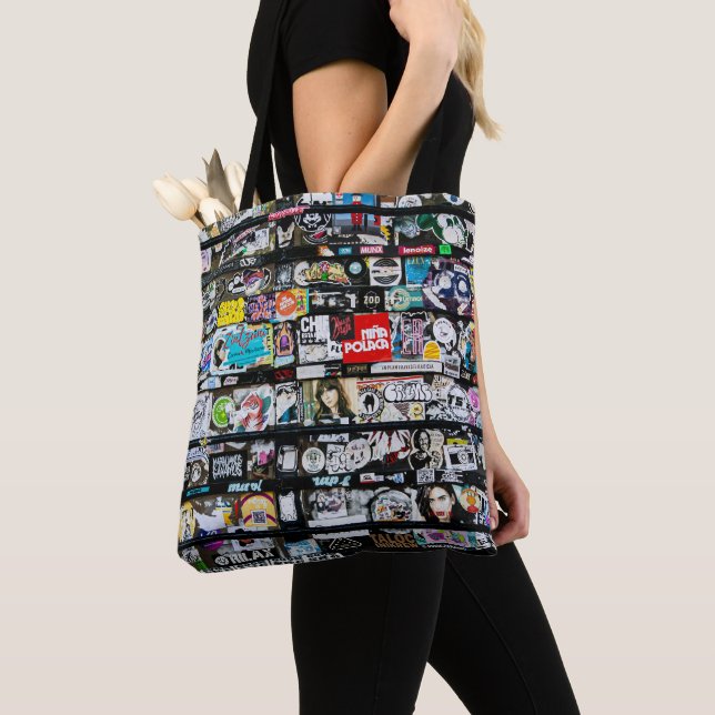 Urban Sticker Art Tote Bag (Close Up)