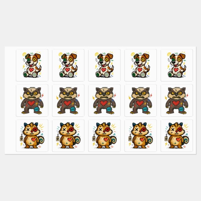 Urban Stitch Trio — Sticker Pack (Sheet)