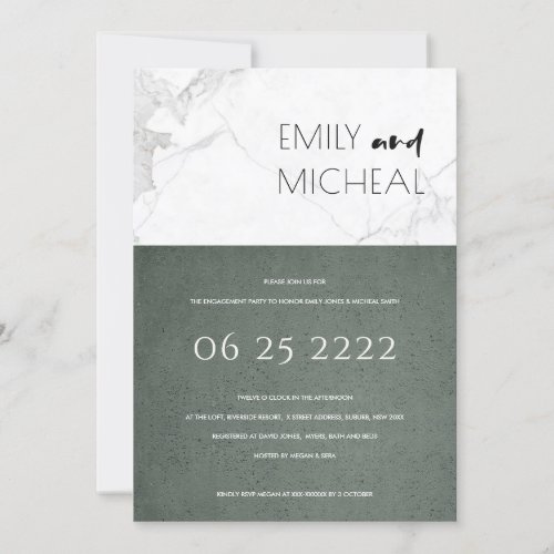 URBAN STONE GREY MARBLE ENGAGEMENT PARTY INVITE