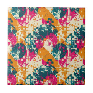 Urban Street Art Abstract Color Block Pattern Ceramic Tile